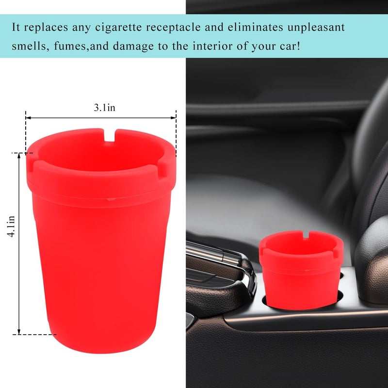 NYTKL Car Ashtray, Plastic Portable Smokeless Self-Extinguishing Vehicle Cigarette Trash Can Ash Tray, Universal Windproof Butt Bucket Ash Holder Organizer for Car Cup Holder (2 PCS Red) - Image 2